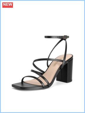 Women's Faux Leather Chunky Block Heel Square Toe Sandals